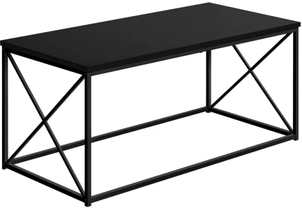 Monarch Specialties I 3781 Coffee Table, Accent, Cocktail, Rectangular, Living Room, 40"L, Metal, Laminate, Black, Contemporary, Modern