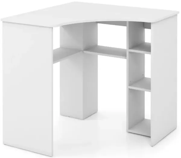 Hivvago Corner Computer Desk Triangle Home Office Desk with Adjustable Shelf and Arc-Shaped Profile