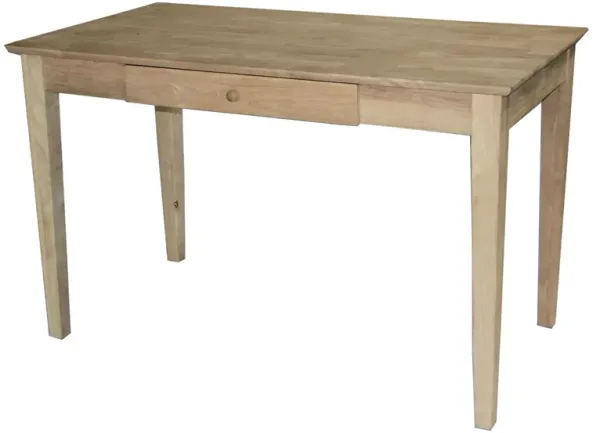 Solid Wood Writing Desk with Drawer – Unfinished Laptop Computer Table