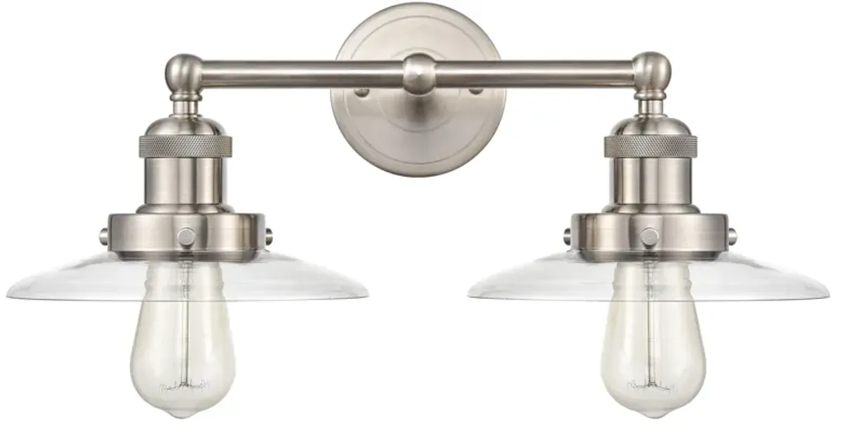 English Pub 18'' Wide 2-Light Nickel Vanity Light with Clear Cover