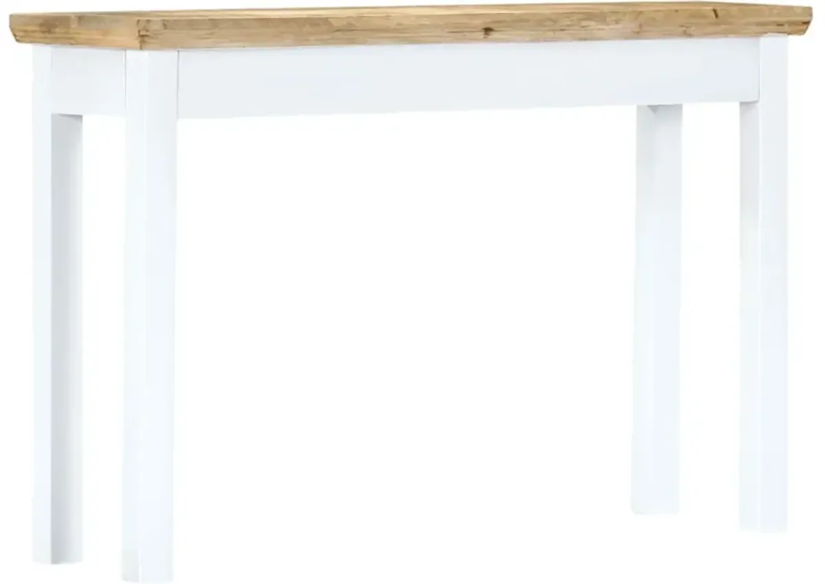 vidaXL Console Table White and Brown 43.3"x13.7"x29.5" Solid Mango Wood