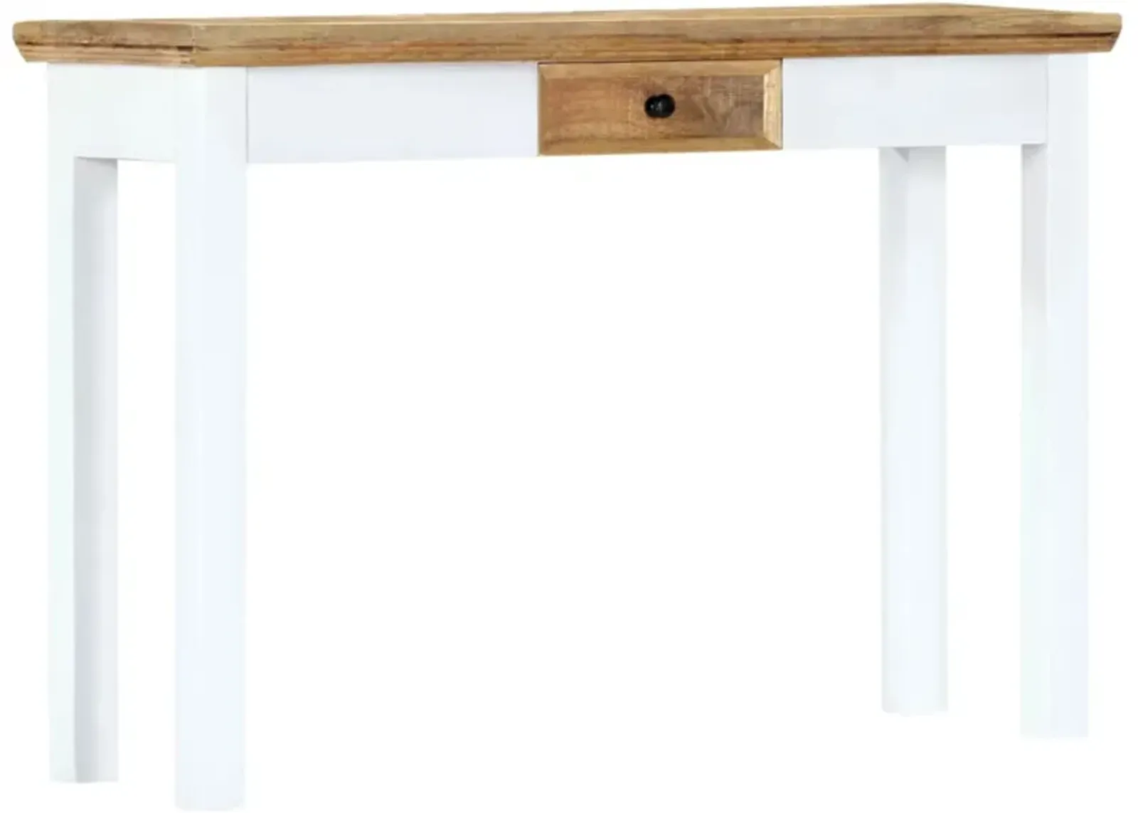 vidaXL Console Table White and Brown 43.3"x13.7"x29.5" Solid Mango Wood