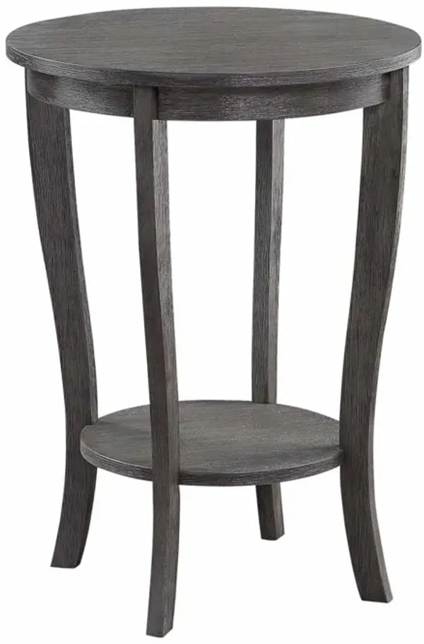 Convenience Concepts American Heritage Round End Table, Dark Gray Wirebrush