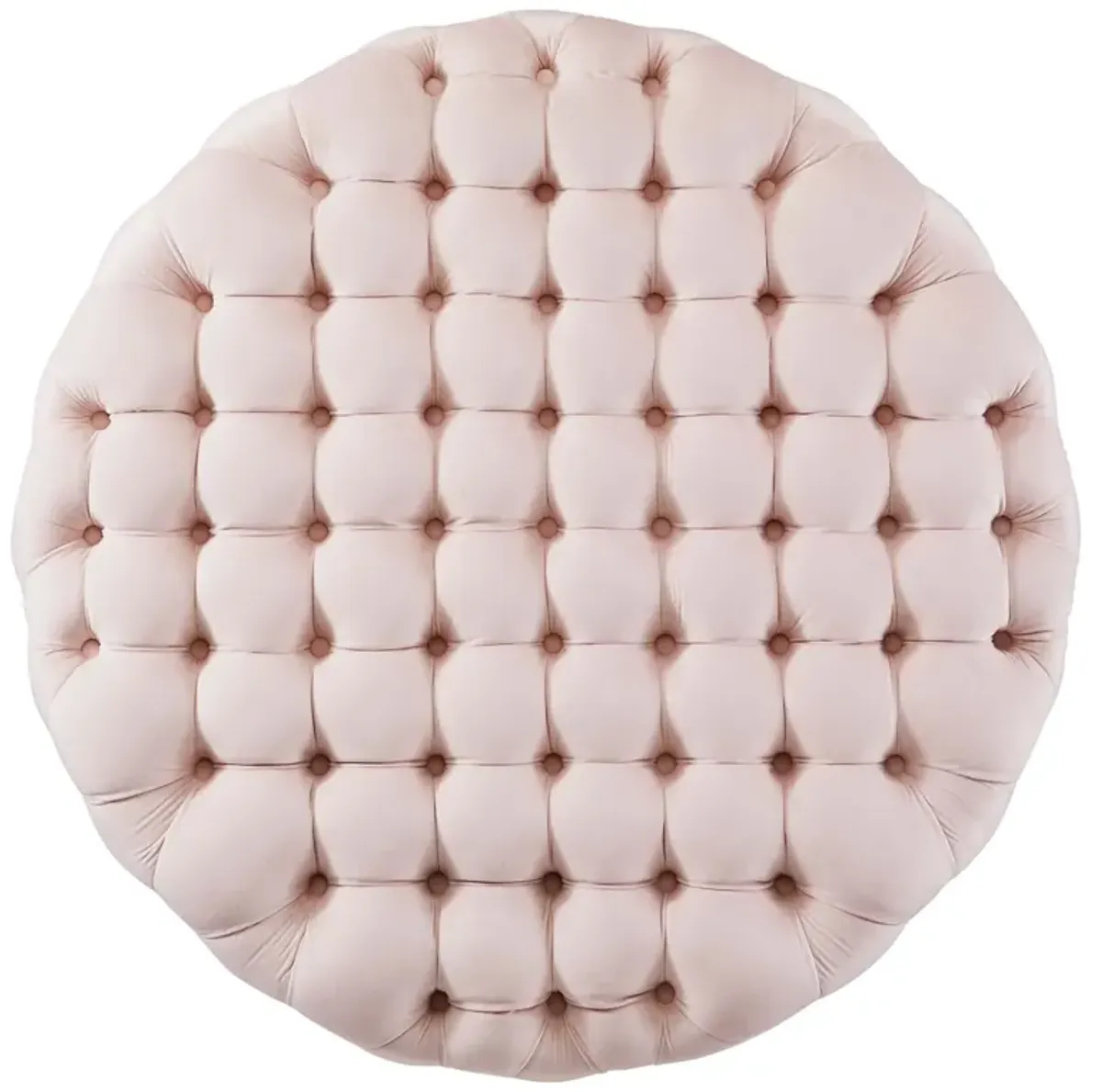 Amour Tufted Button Large Round Performance Velvet Ottoman