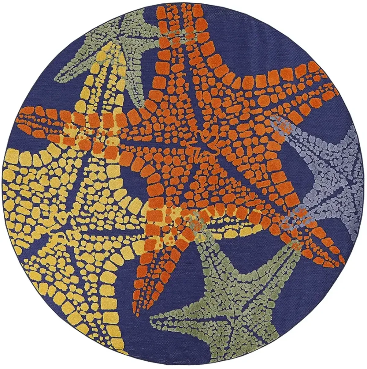 Aloha ALH28 Blue/Multicolor 5'3" x Round Rug