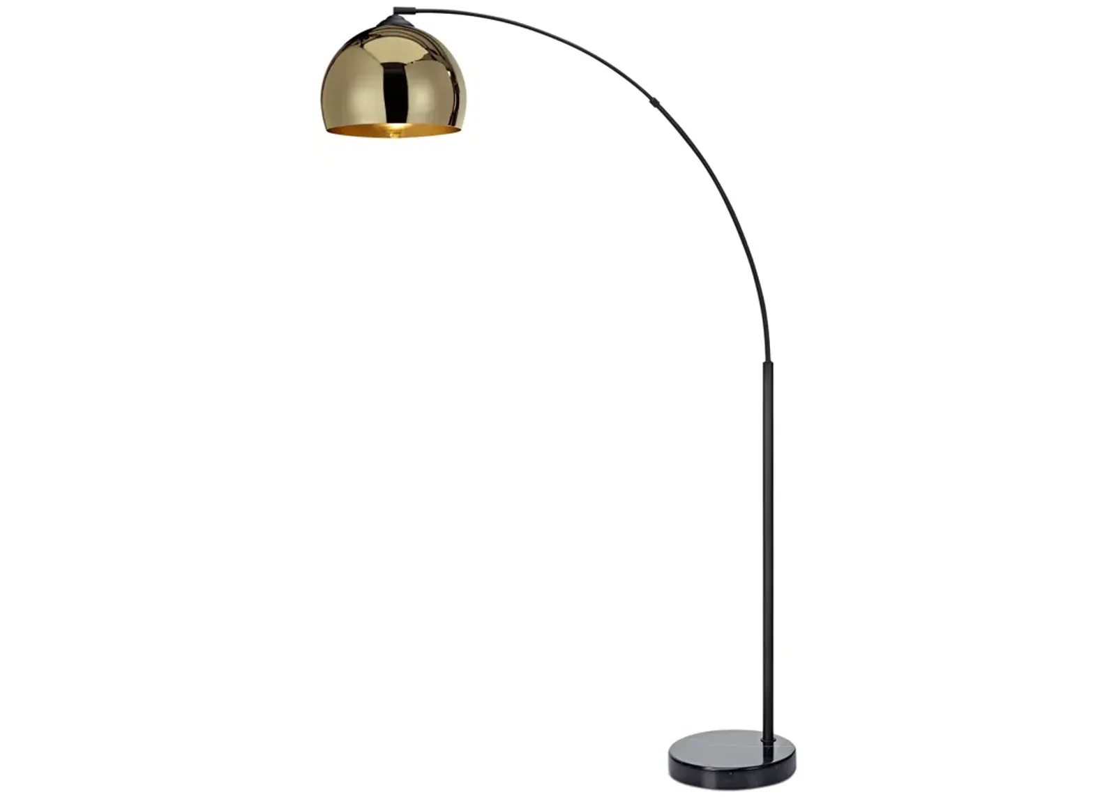 Teamson Home - Arquer Arc Floor Lamp With Gold Shade And Black Marble Base