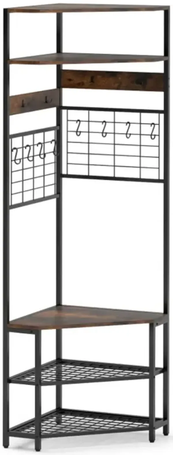 Hivvago 5-Tier Corner Hall Tree with Shoe Storage Bench
