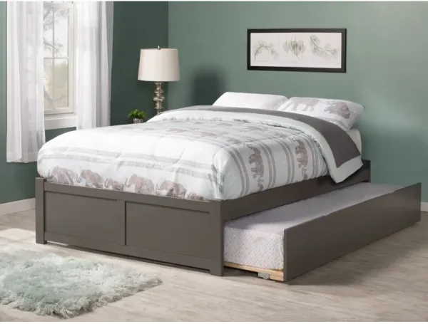 Concord Queen Bed with Footboard and Twin Extra Long Trundle in Grey