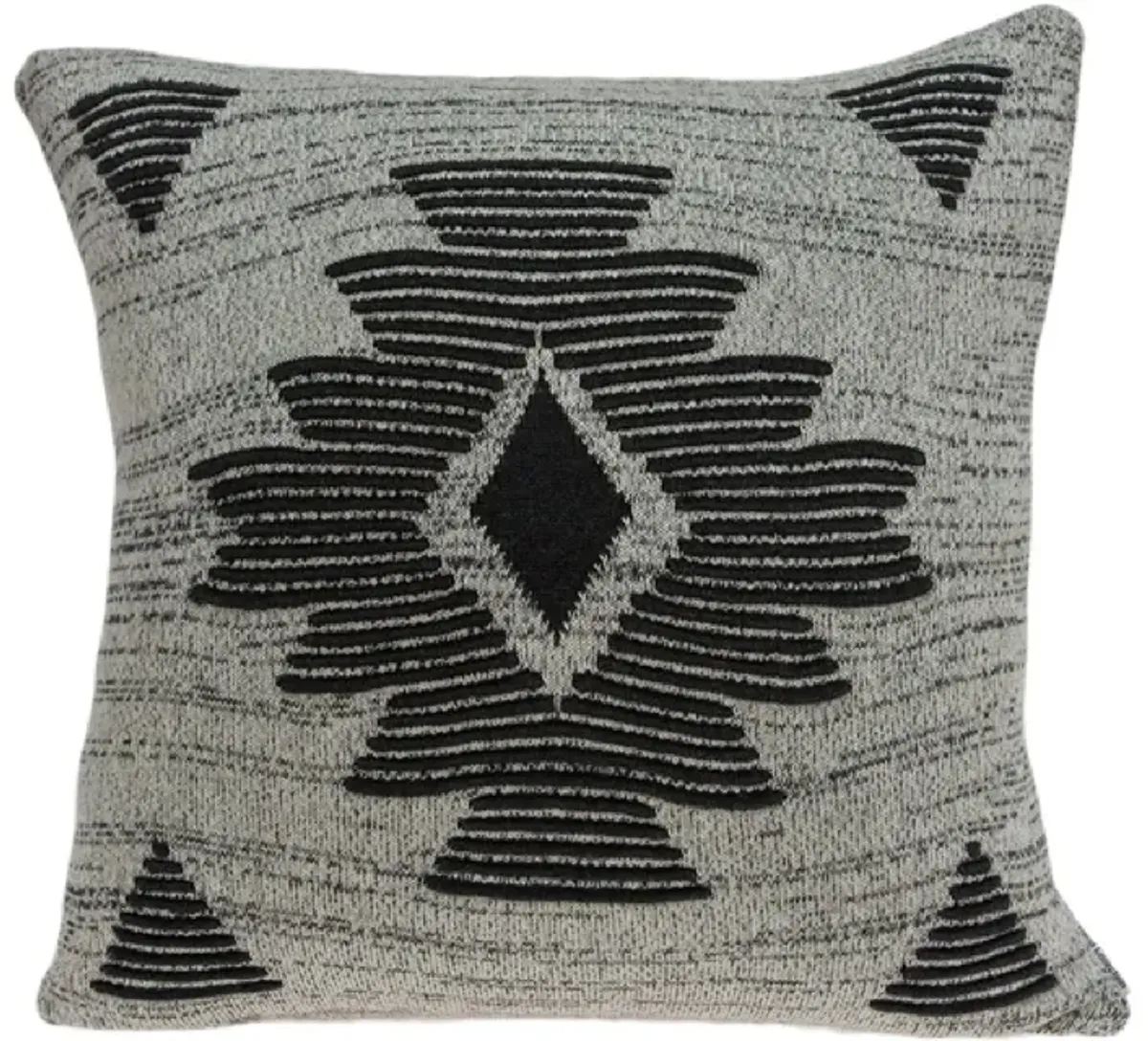 20" Black and Gray Knitted Southwest Square Throw Pillow