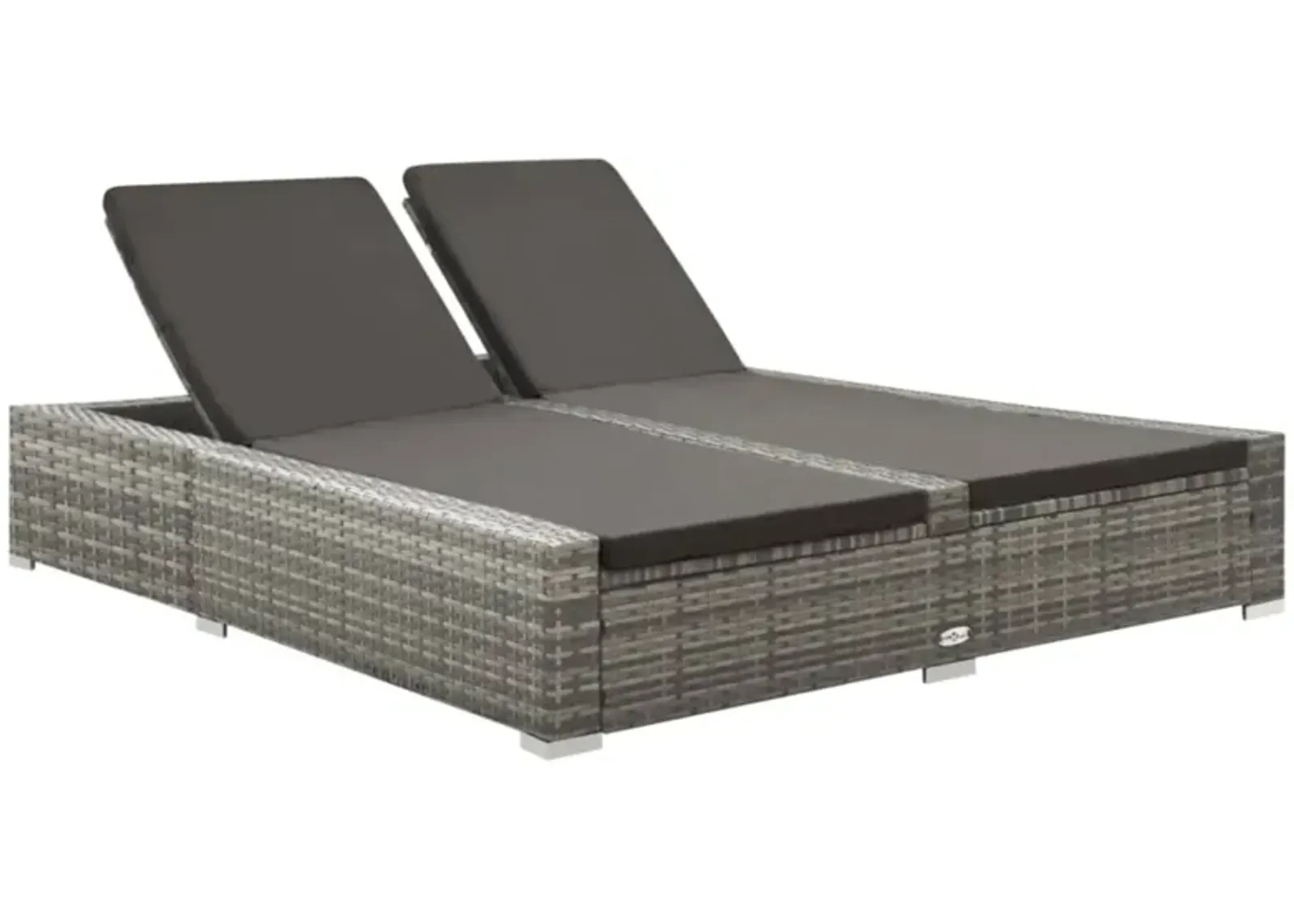 vidaXL Double Sun Lounger Poly Rattan Gray