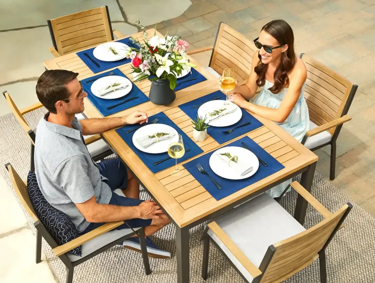 Monterey 6 Seater Dining Set with 96 in. Table - Aluminum and Teak