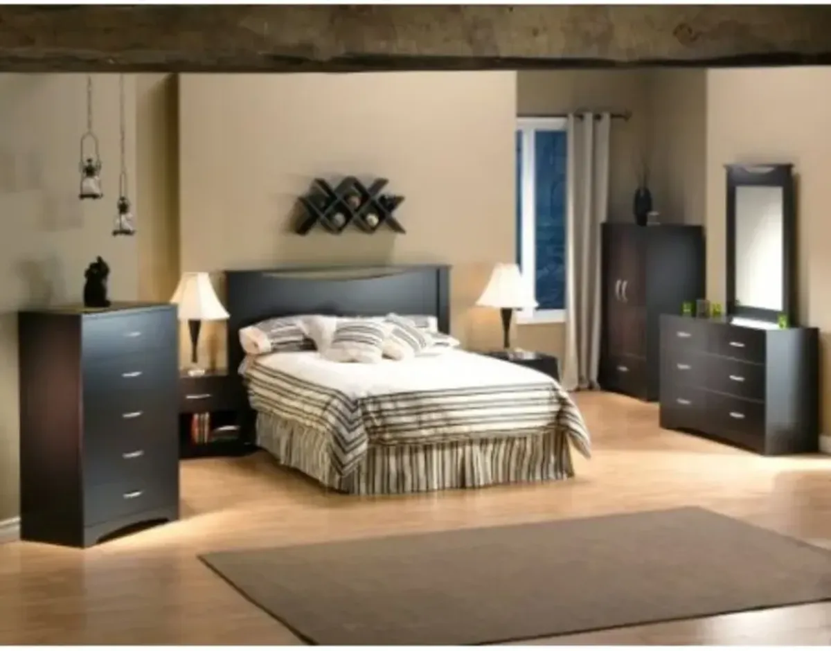 Hivvago Modern 5 Drawer Bedroom Chest in Chocolate Finish