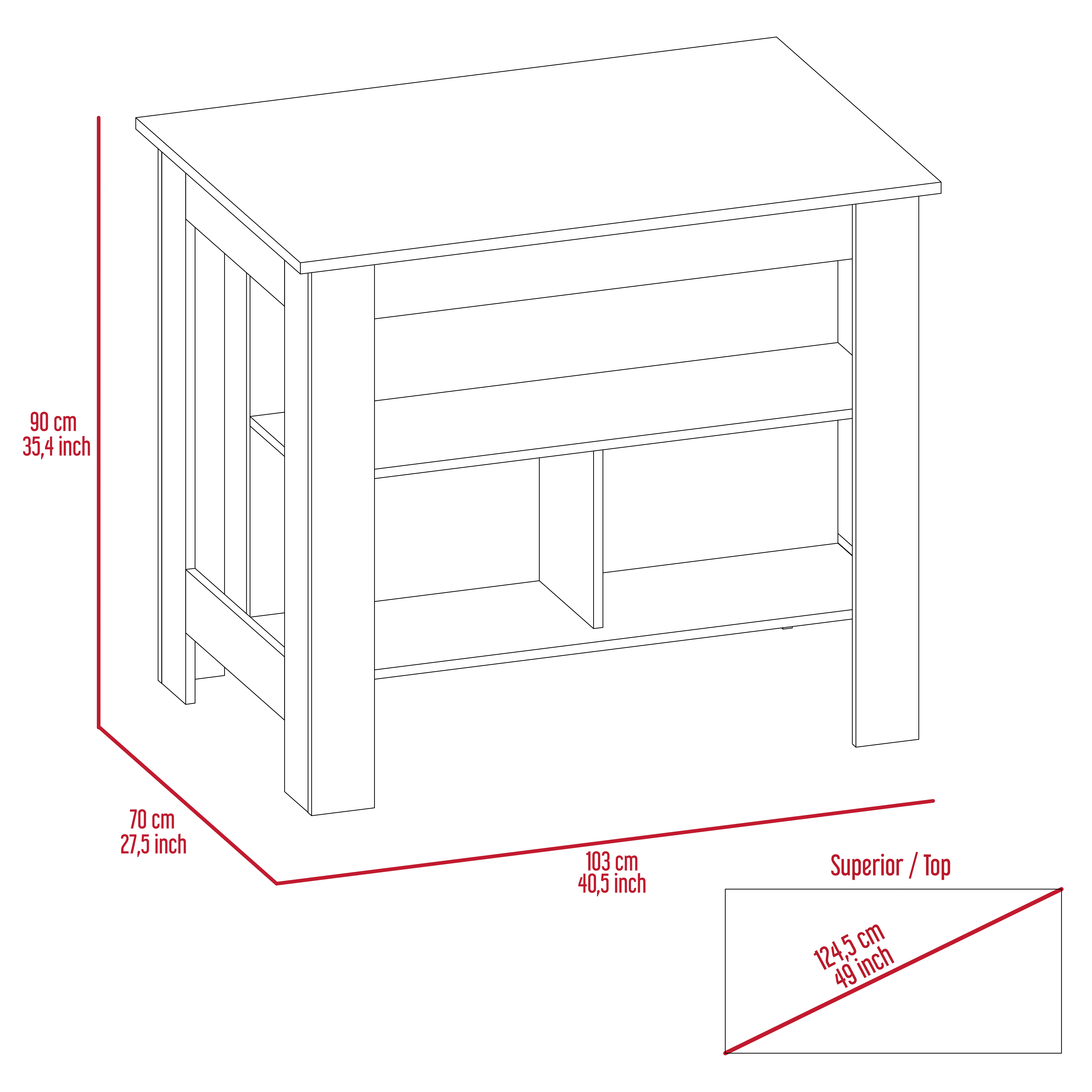 Kitchen Island Dozza, Kitchen, White / Ibiza Marble Color Finish