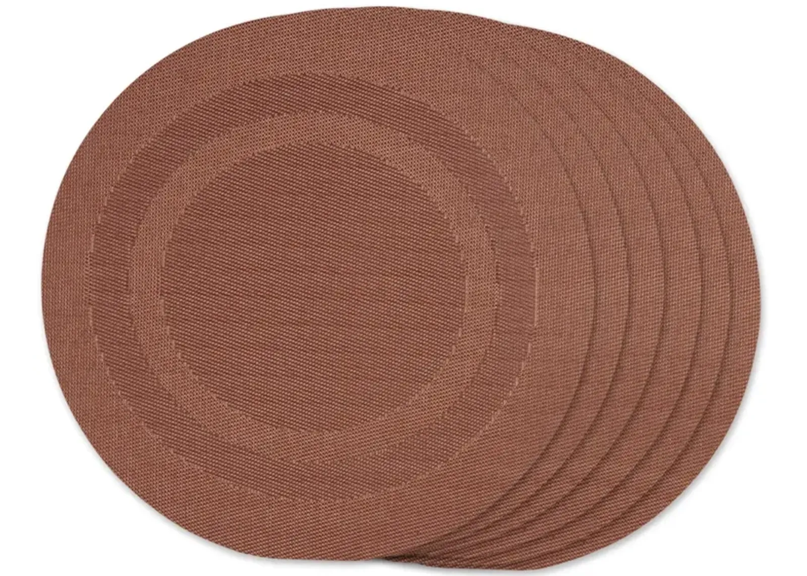 Set of 6 Cinnamon Red Double Frame Round Outdoor Placemats 13.75"