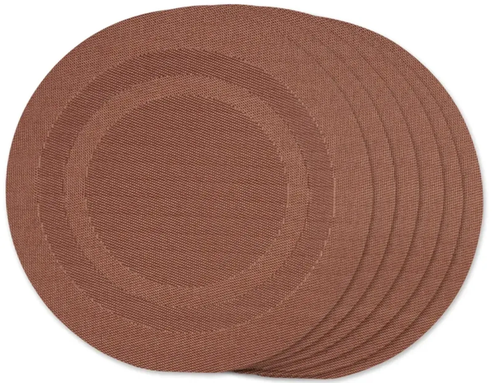 Set of 6 Cinnamon Red Double Frame Round Outdoor Placemats 13.75"