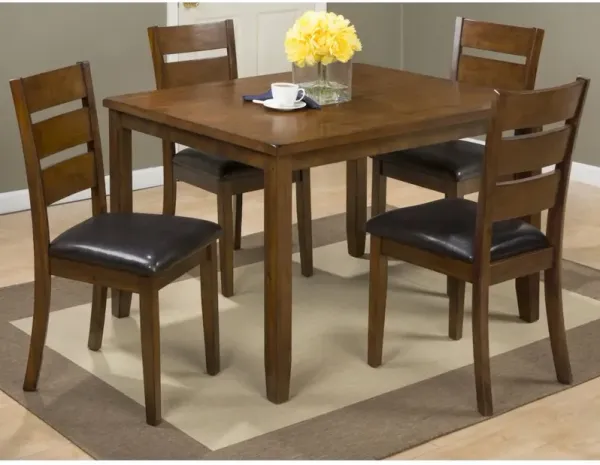 Rustic Brown Five Piece Dining Set - Table with Four Faux Leather Chairs