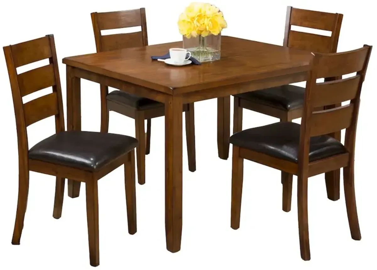 Jofran Plantation Five Piece Dining Set - Table with Four Faux Leather Chairs