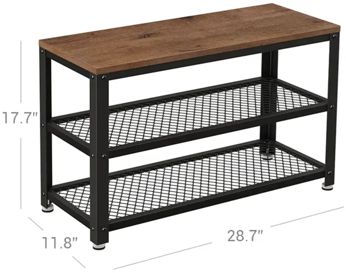 Shoe Bench with 3-Tier Shoe Rack - Storage Shelves with Seat for Entryway Organization