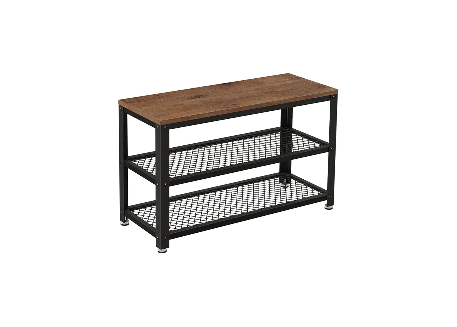 Shoe Bench with 3-Tier Shoe Rack - Storage Shelves with Seat for Entryway Organization