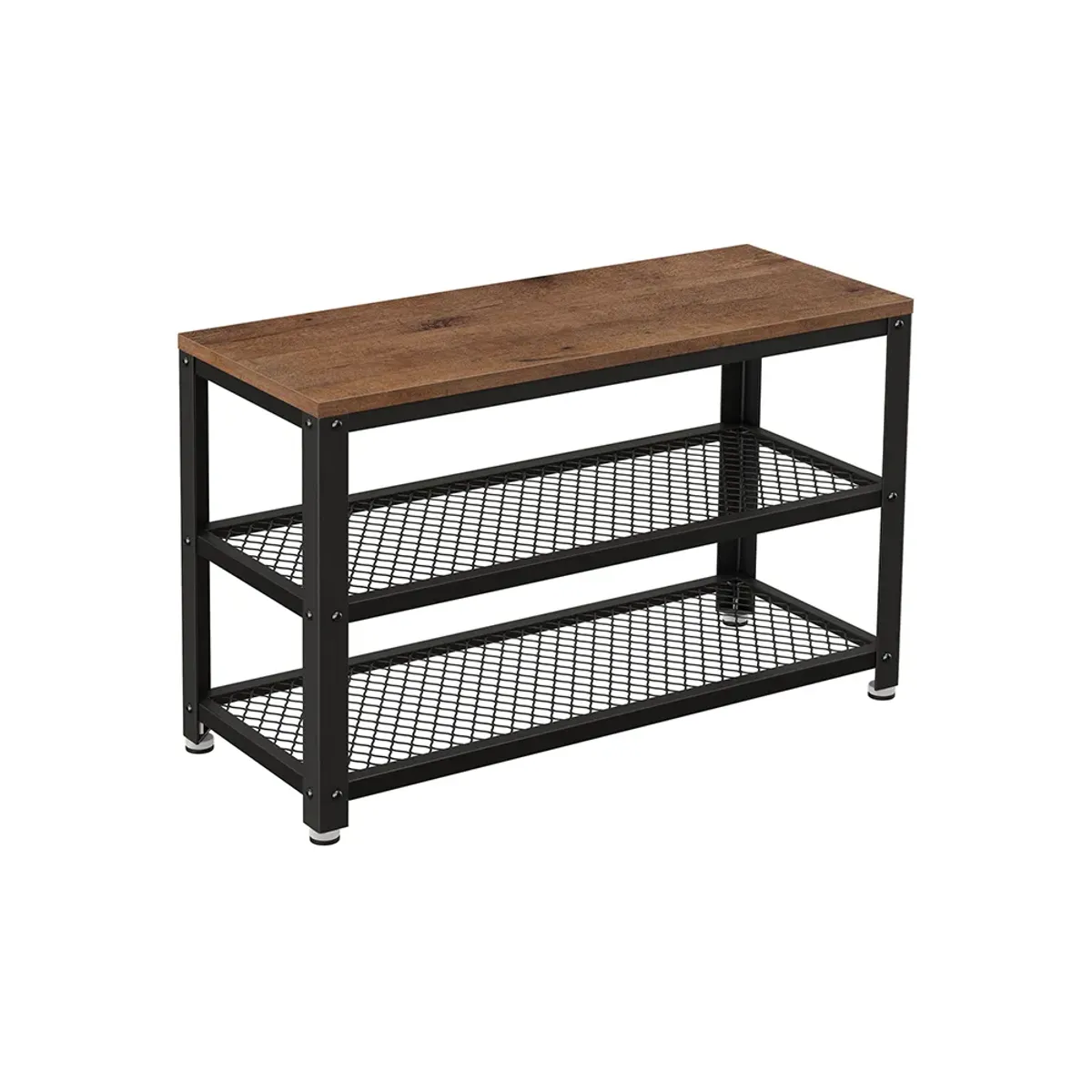 Shoe Bench with 3-Tier Shoe Rack - Storage Shelves with Seat for Entryway Organization