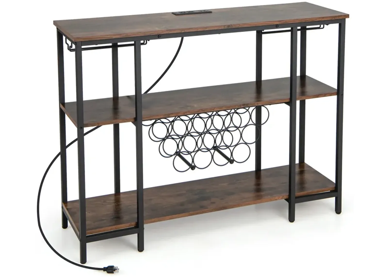 Industrial Wine Rack Wine Bar Cabinet with Storage Shelves