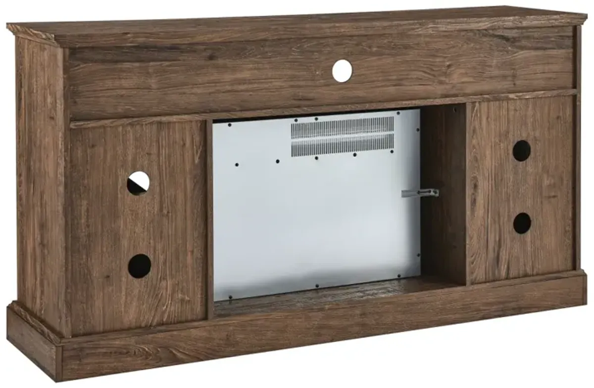 60 Inch Electric Fireplace Entertainment Center With Door Sensor-Reclaimed Barnwood Color