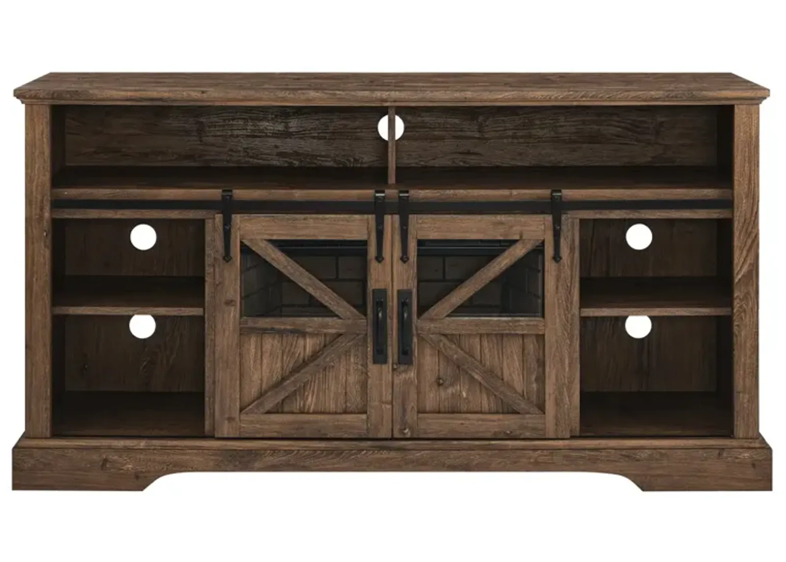 60 Inch Electric Fireplace Entertainment Center With Door Sensor-Reclaimed Barnwood Color