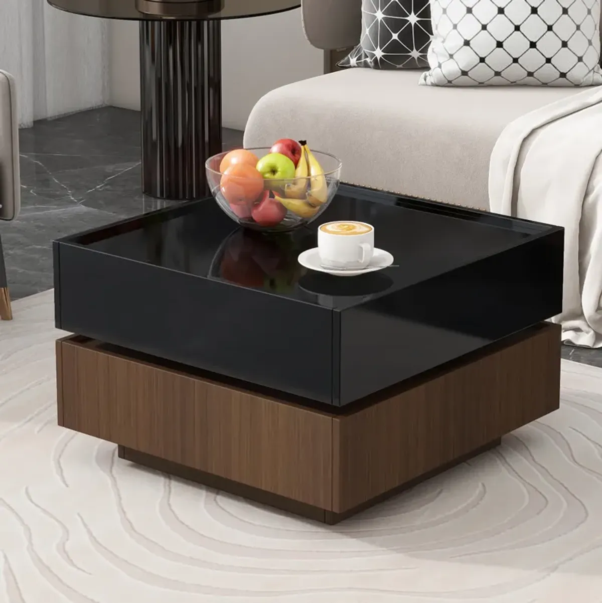 Merax Multi-functional Square 360°Rotating Coffee Table