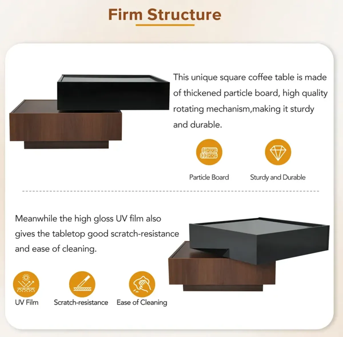 Merax Multi-functional Square 360°Rotating Coffee Table