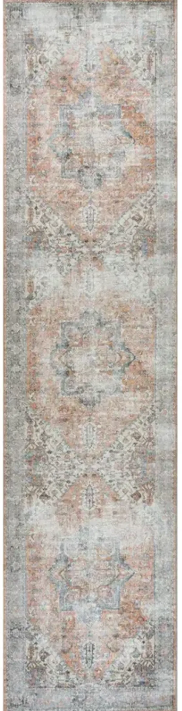 Armae Distressed Medallion Chenille Machine-Washable Area Rug