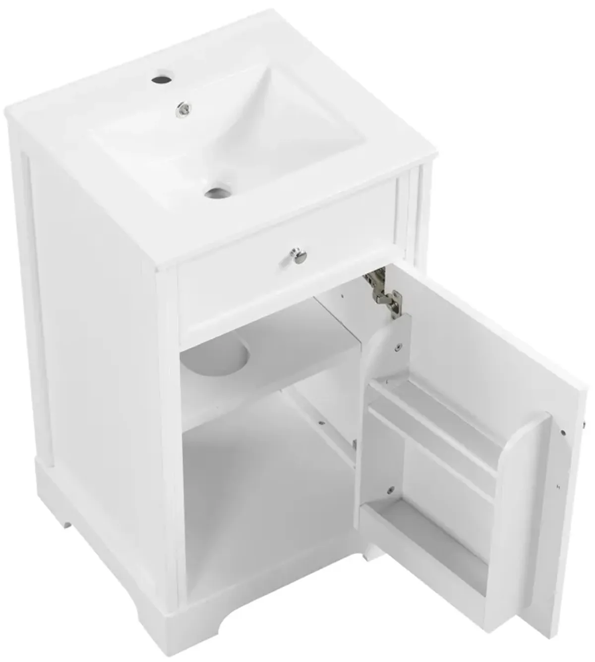 无库存Gewnee 20" Bathroom Vanity with Sink, Bathroom Cabinet with Soft Closing Door, Storage Rack and Adjustable Shelve