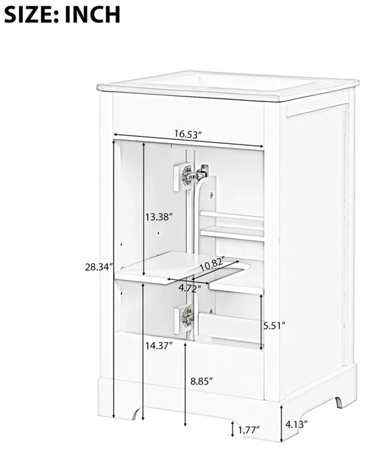 无库存Gewnee 20" Bathroom Vanity with Sink, Bathroom Cabinet with Soft Closing Door, Storage Rack and Adjustable Shelve