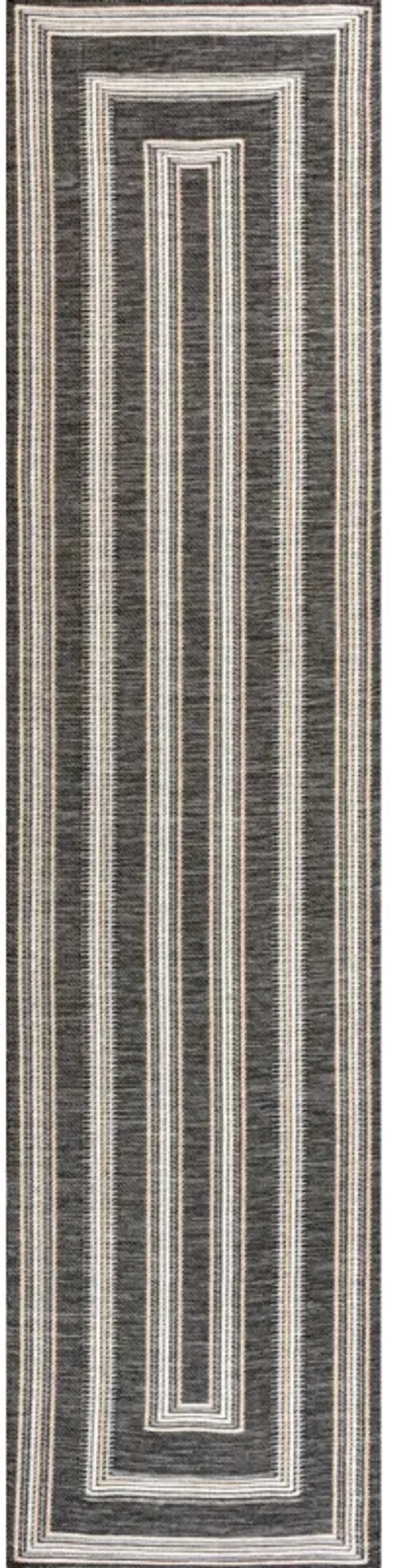 Argo Classic Nautical Mitre Stripe Reversible Machine-Washable Black/Cream 2 ft. x 8 ft. Indoor/Outdoor Runner Rug