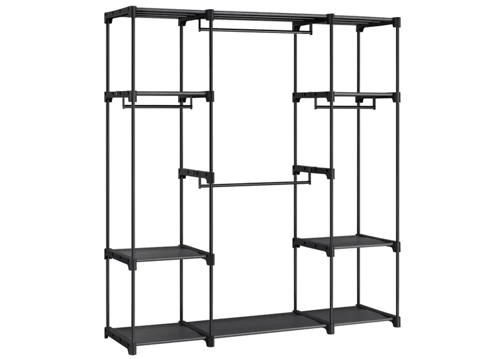 Freestanding Wardrobe with Hanging Rods - Stable Portable Clothes Rack for Any Room