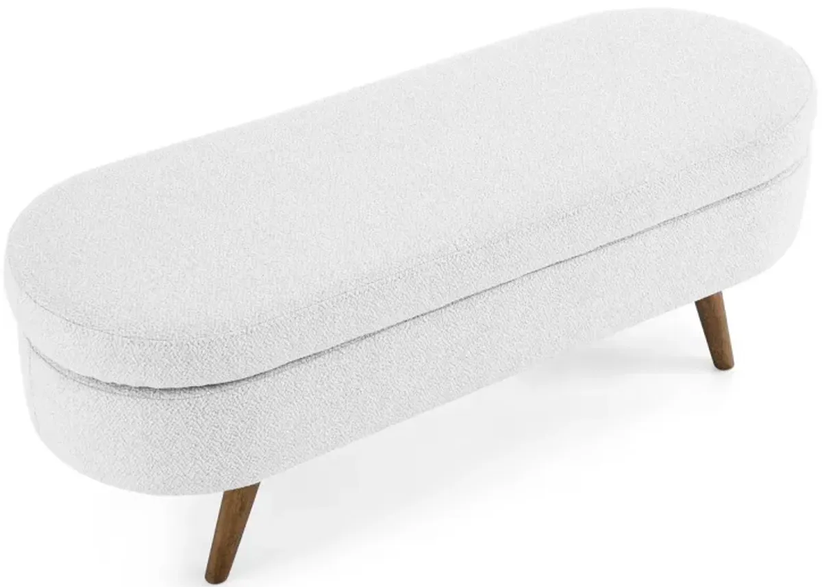 Ottoman Oval Storage Bench, Rubberwood Legs