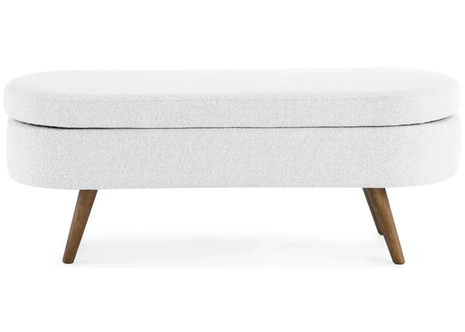 Ottoman Oval Storage Bench, Rubberwood Legs