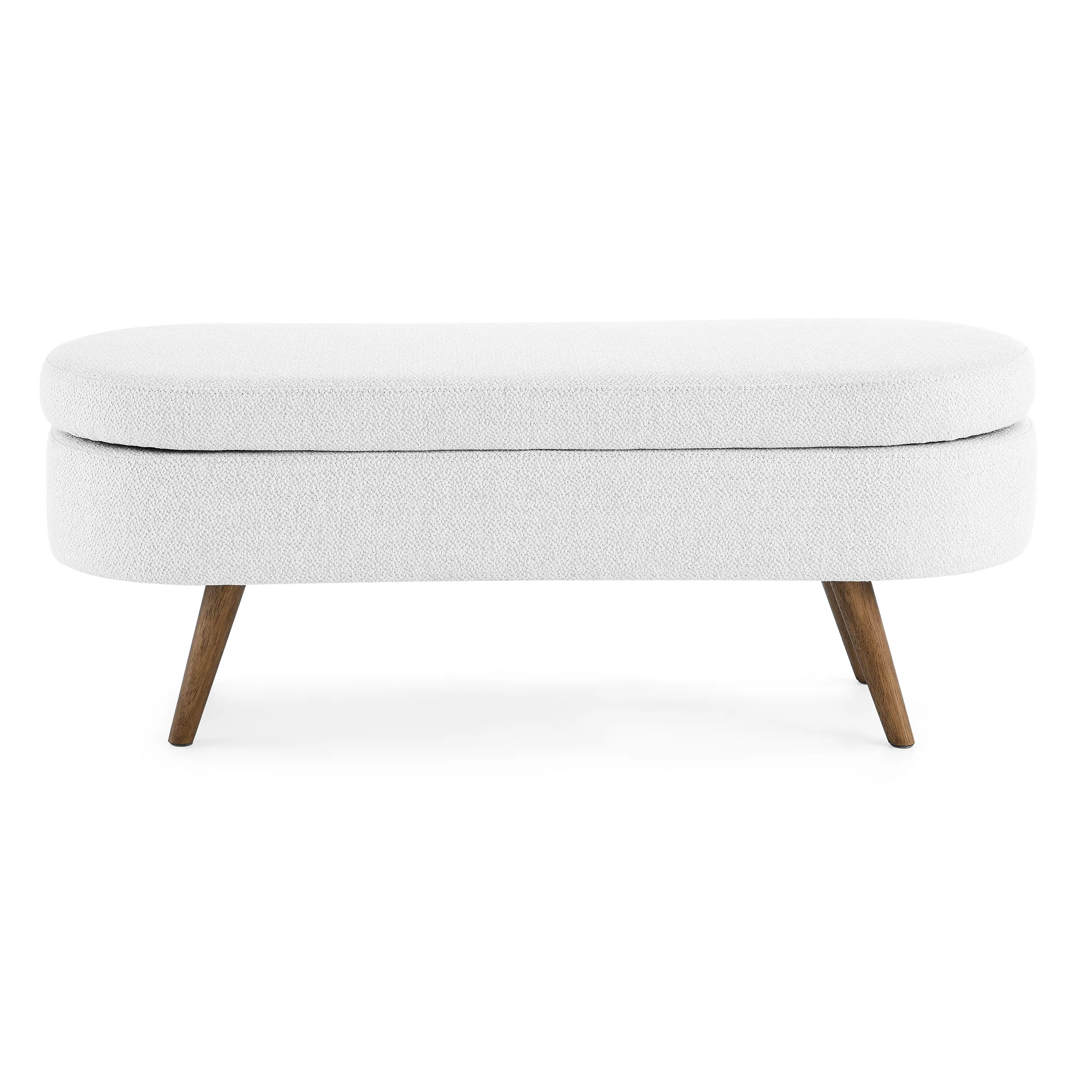 Ottoman Oval Storage Bench, Rubberwood Legs