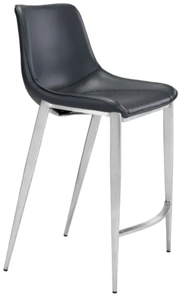 Magnus Counter Stool (Set of 2) Black & Silver