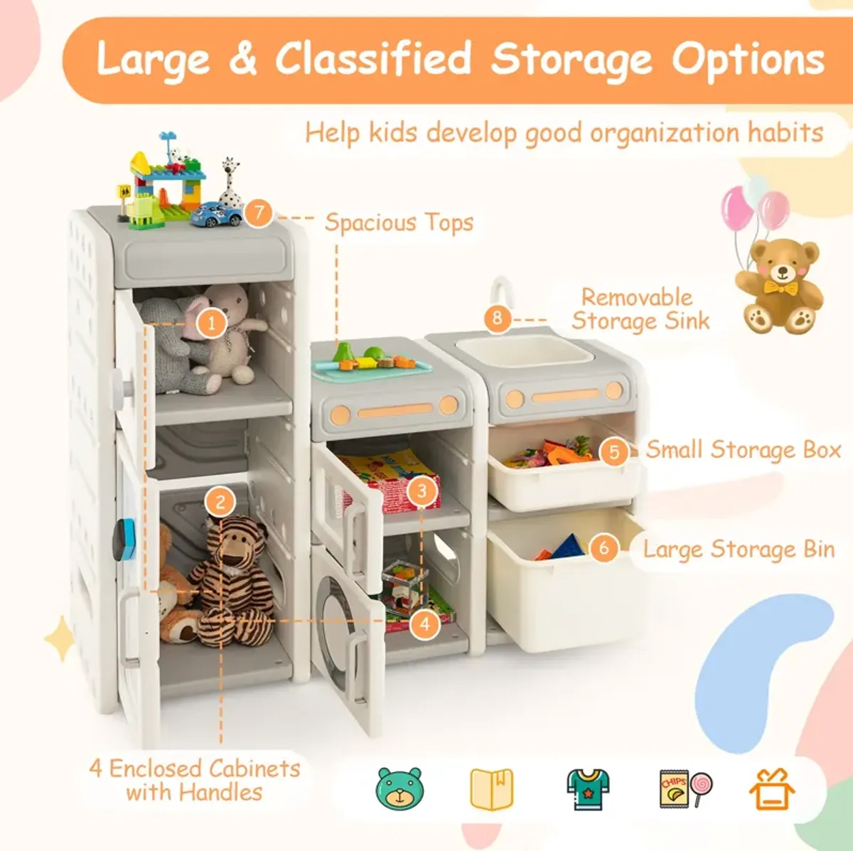 Multipurpose Toy Chest and Bookshelf with Magnetic Whiteboard