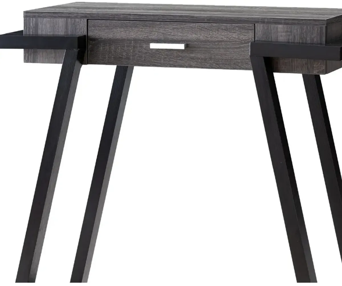 Wooden Console Table with Angled Leg Support and Drawer,Black and Gray-Benzara