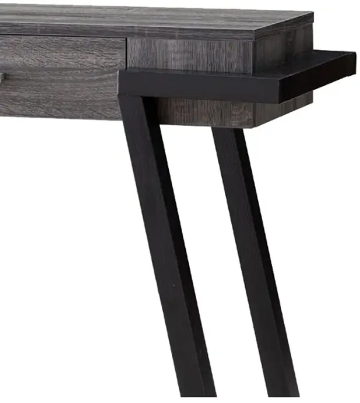 Wooden Console Table with Angled Leg Support and Drawer,Black and Gray-Benzara