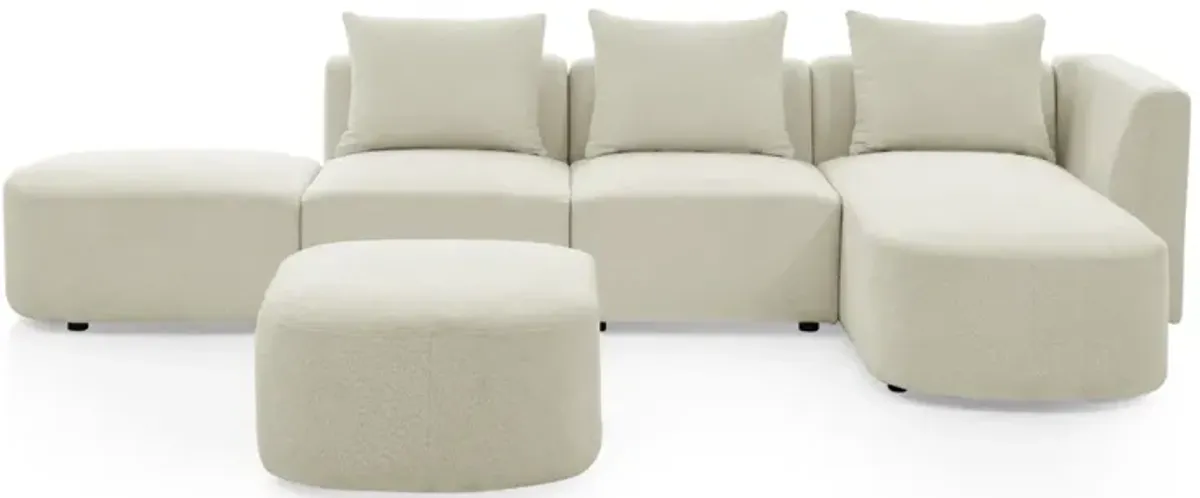 L-Shaped Sectional Sofa Set With Ottoman