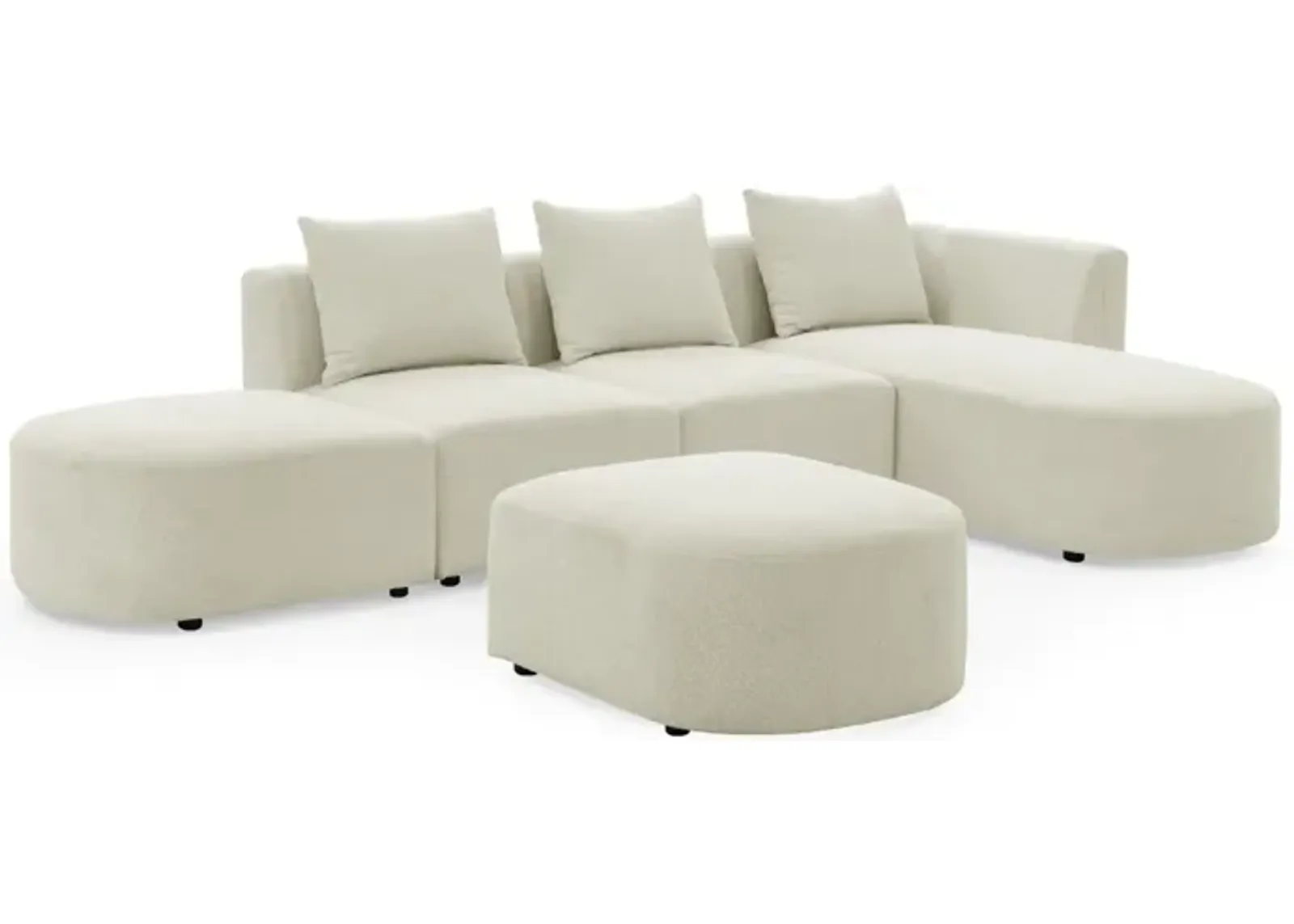 L-Shaped Sectional Sofa Set With Ottoman