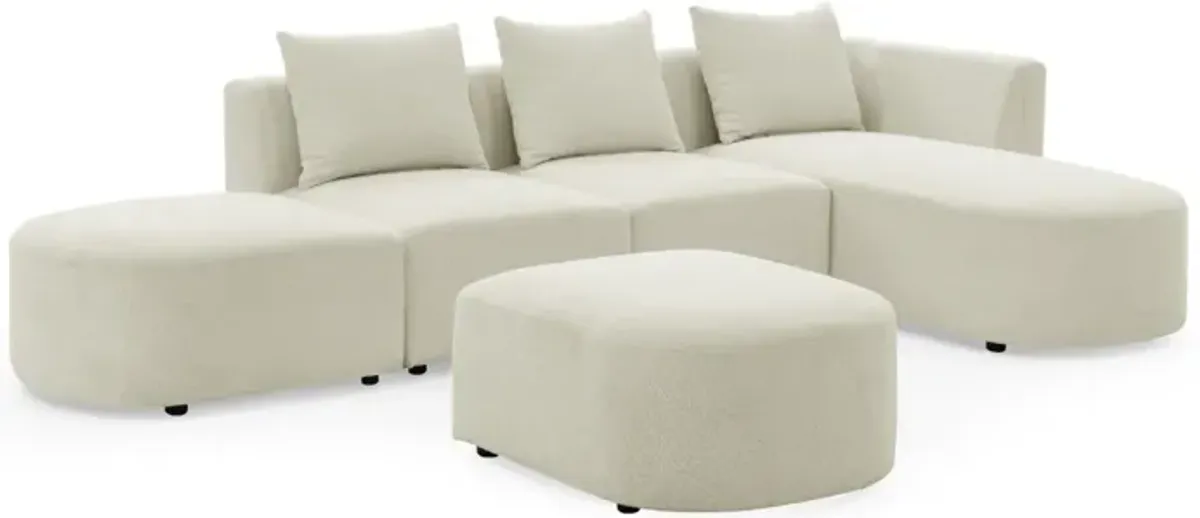 L-Shaped Sectional Sofa Set With Ottoman