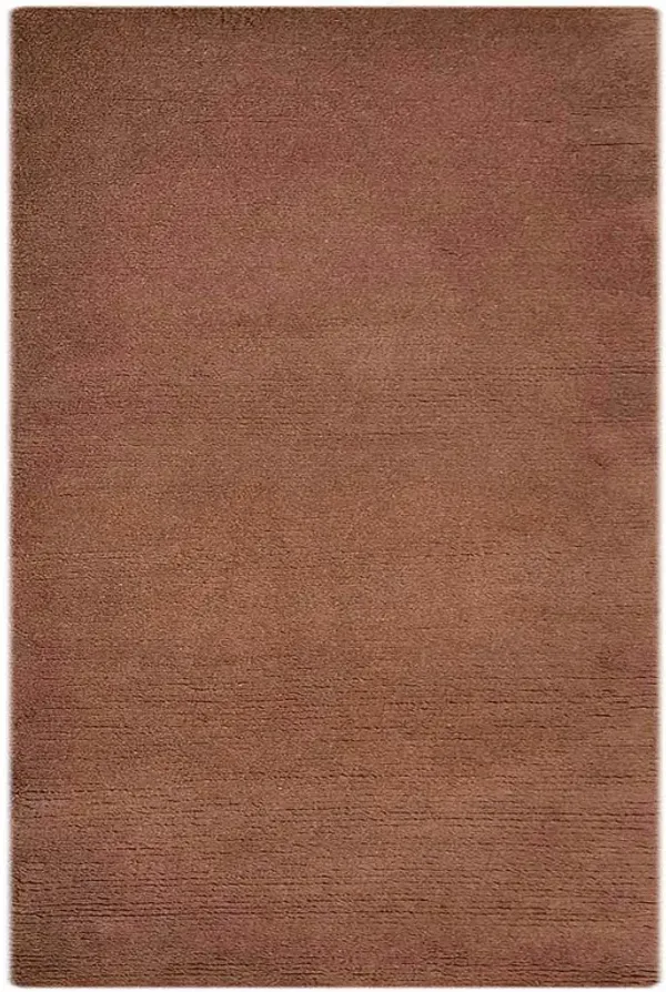 Rugsotic Carpets Hand Knotted Tibbati Wool 5'x8' Area Rug Solid Choco T00111