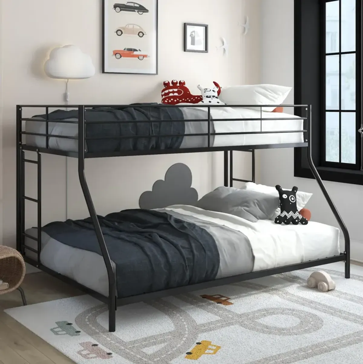 Atwater Living Bloor Small Space Metal Bunk Bed with Ladder and Safety Railings