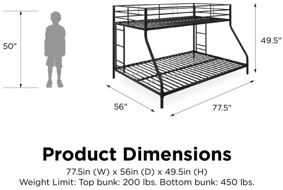 Atwater Living Bloor Small Space Metal Bunk Bed with Ladder and Safety Railings