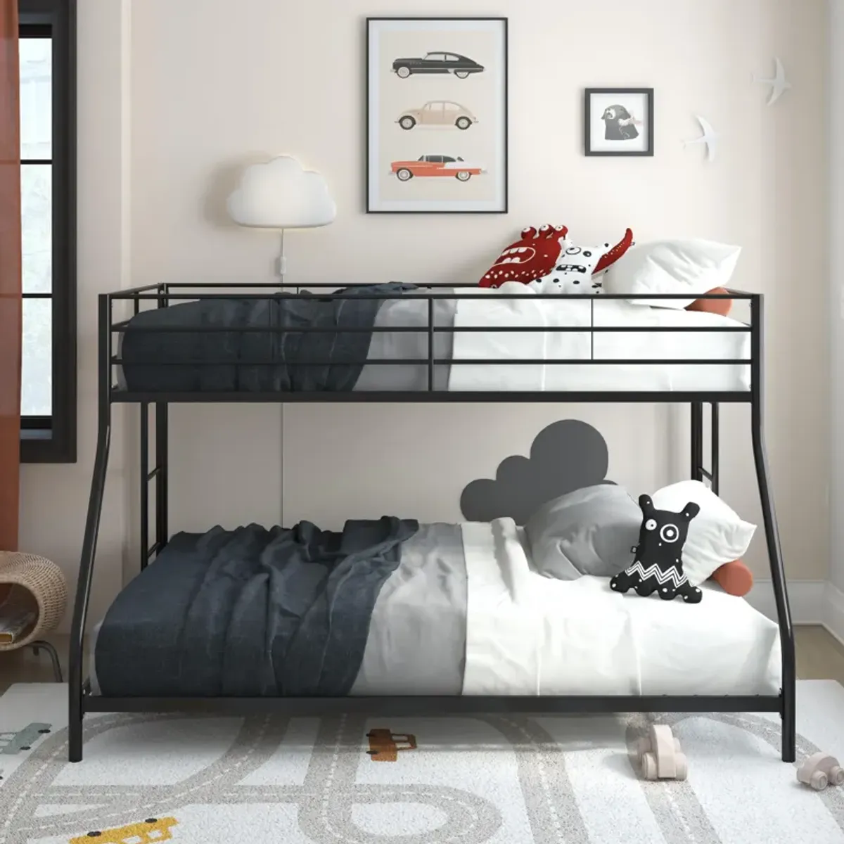 Atwater Living Bloor Small Space Metal Bunk Bed with Ladder and Safety Railings