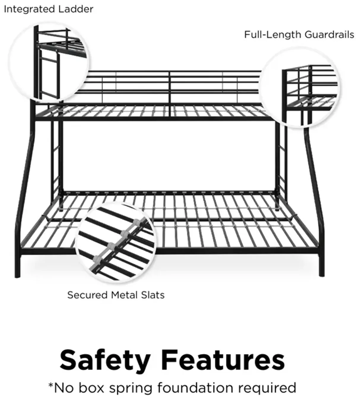 Atwater Living Bloor Small Space Metal Bunk Bed with Ladder and Safety Railings