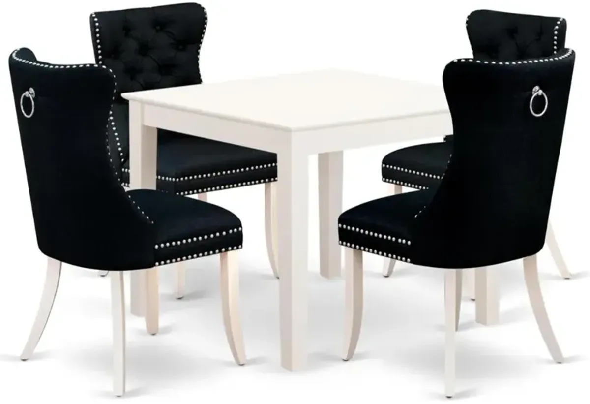 5 Piece Dining Room Furniture Set Consists of a Square Kitchen Table